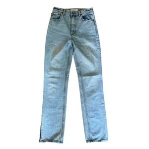 Abercrombie & Fitch The 90s Straight Ultra High Rise Lt Wash Jeans Side Slit 26